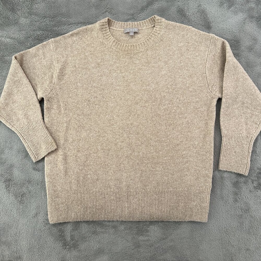 J. Crew Oversized Crew Neck Sweater XS Merino Wool Alpaca Blend Neutral